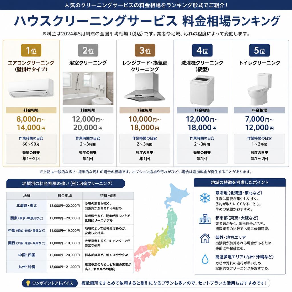 入間市・所沢市の水回りクリーニング料金相場