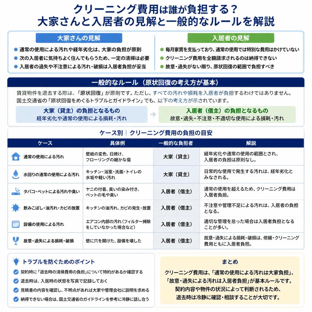 エアコンクリーニングの費用負担：大家 vs 入居者