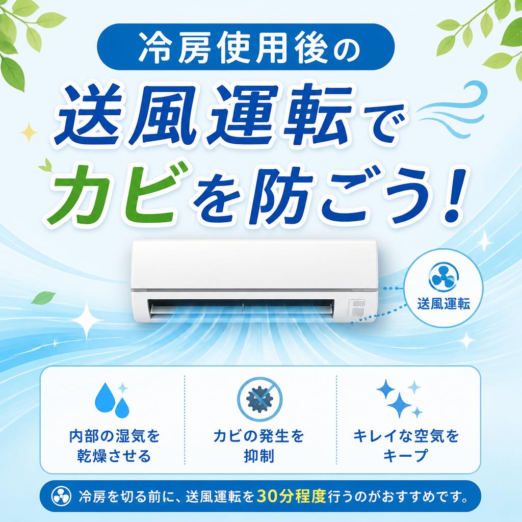 冷房使用後の送風運転でカビを防ごう！