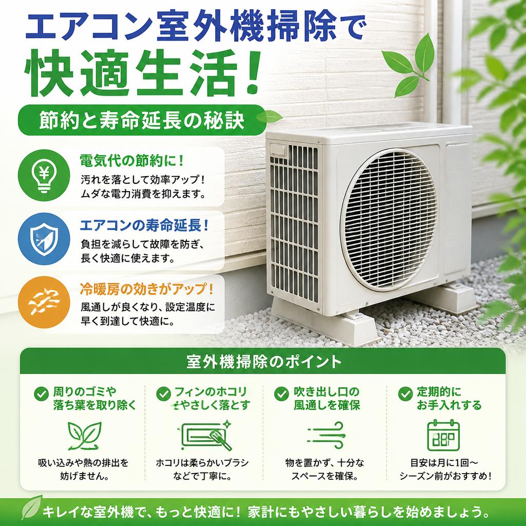 エアコンの室外機掃除は必要？電気代節約と寿命への影響
