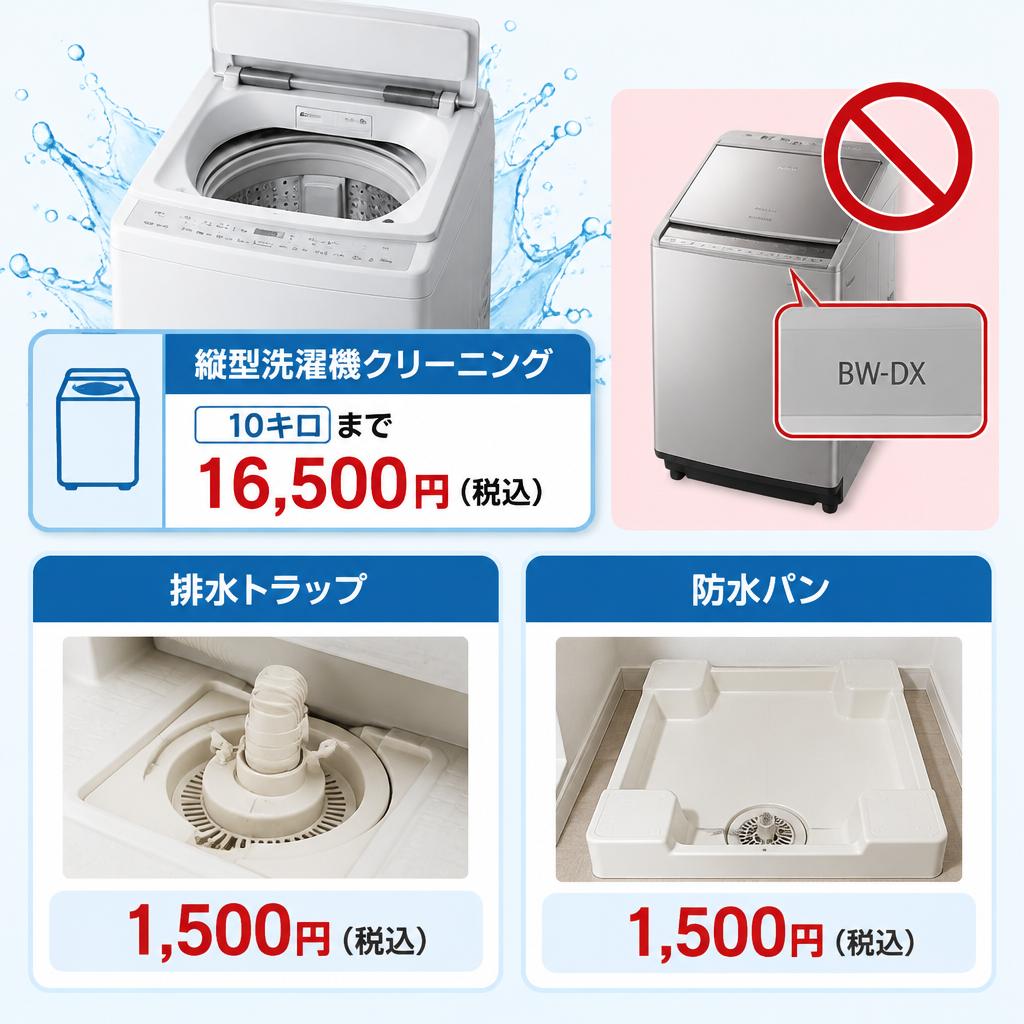 縦型洗濯機クリーニングは16,500円（税込）から