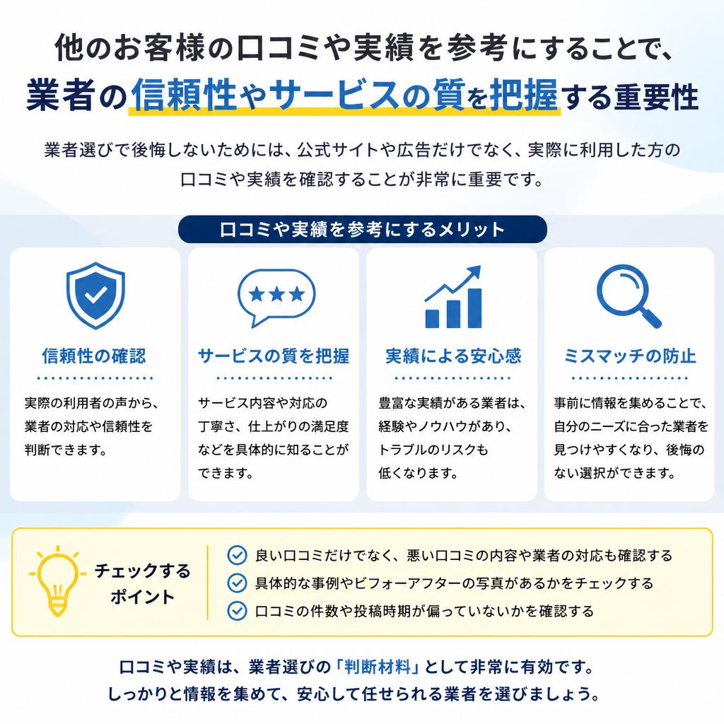 口コミや実績で信頼性を判断する