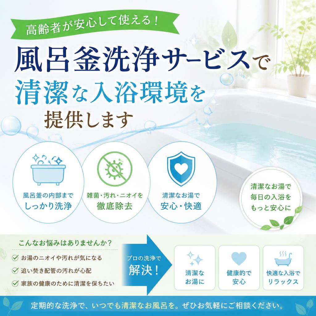 高齢者が安心して使える！風呂釜洗浄サービスで清潔な入浴環境を提供します
