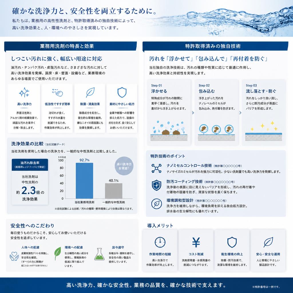 専用洗剤と技術のご紹介