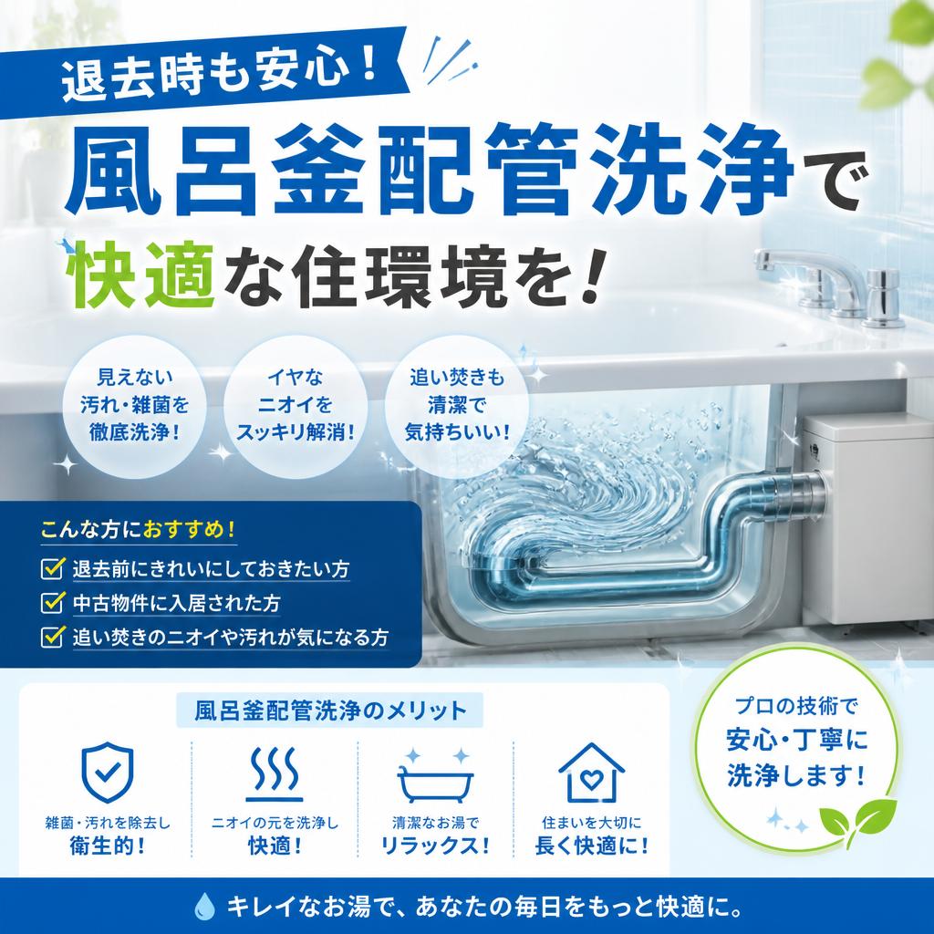 退去時も安心！風呂釜配管洗浄で快適な住環境を！