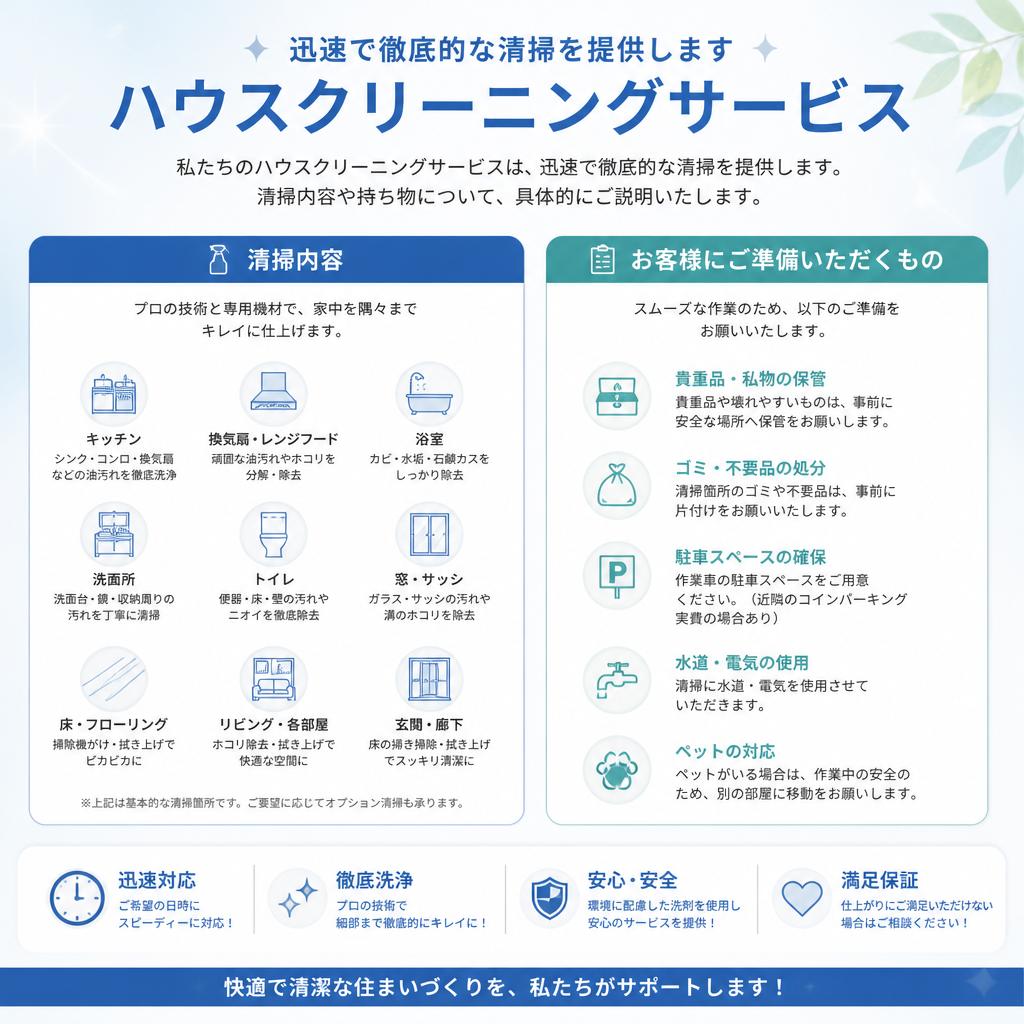 当店の退去清掃サービス