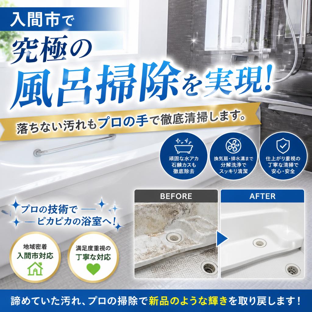 入間市で究極の風呂掃除を実現！落ちない汚れもプロの手で徹底清掃します。