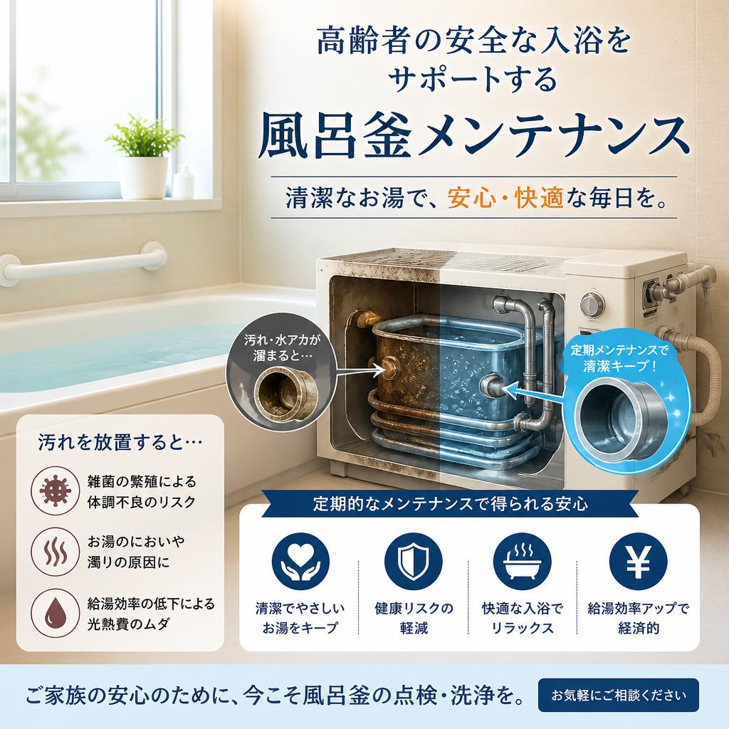 高齢者の安全な入浴をサポートする風呂釜メンテナンス